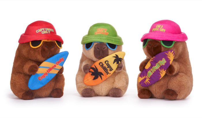 (Mis 3+) CAPIBARA con Surf –  Peluche 20cm 3ass…x36